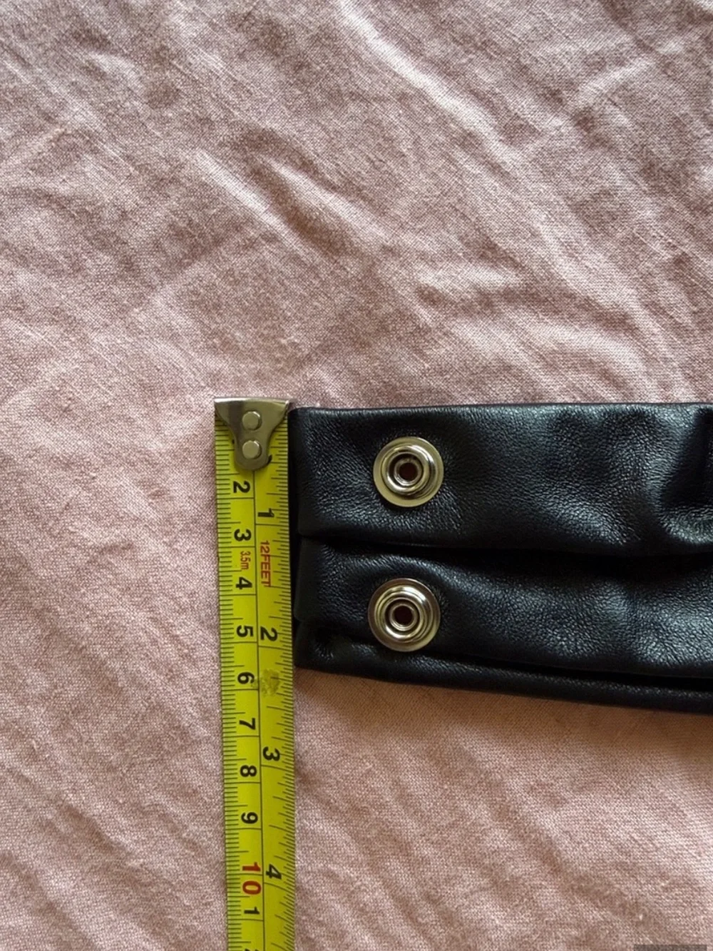 Black Leather Wide Snap Wristband with Silver Hardware
